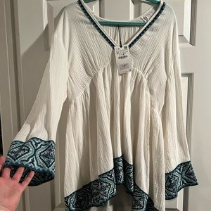 NWT Zara white and blue mini dress